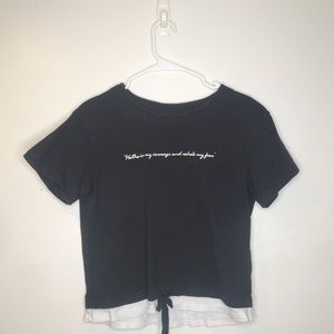 black cropped top with quote